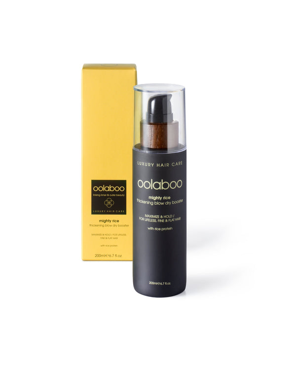 oolaboo mighty rice thickening blow dry booster spray mist bottle